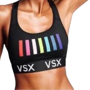 Victoria’s Secret VSX Sport Black|Multi Color Racerback Sport Bra, Women’s XL
